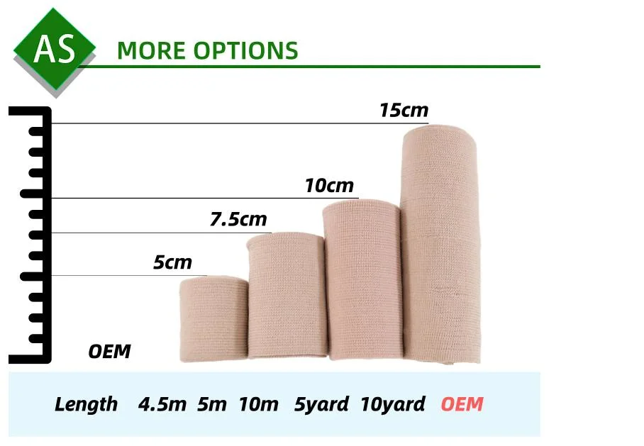 OEM Spandex Compression Cotton Medical High Elastic Bandage with Clips